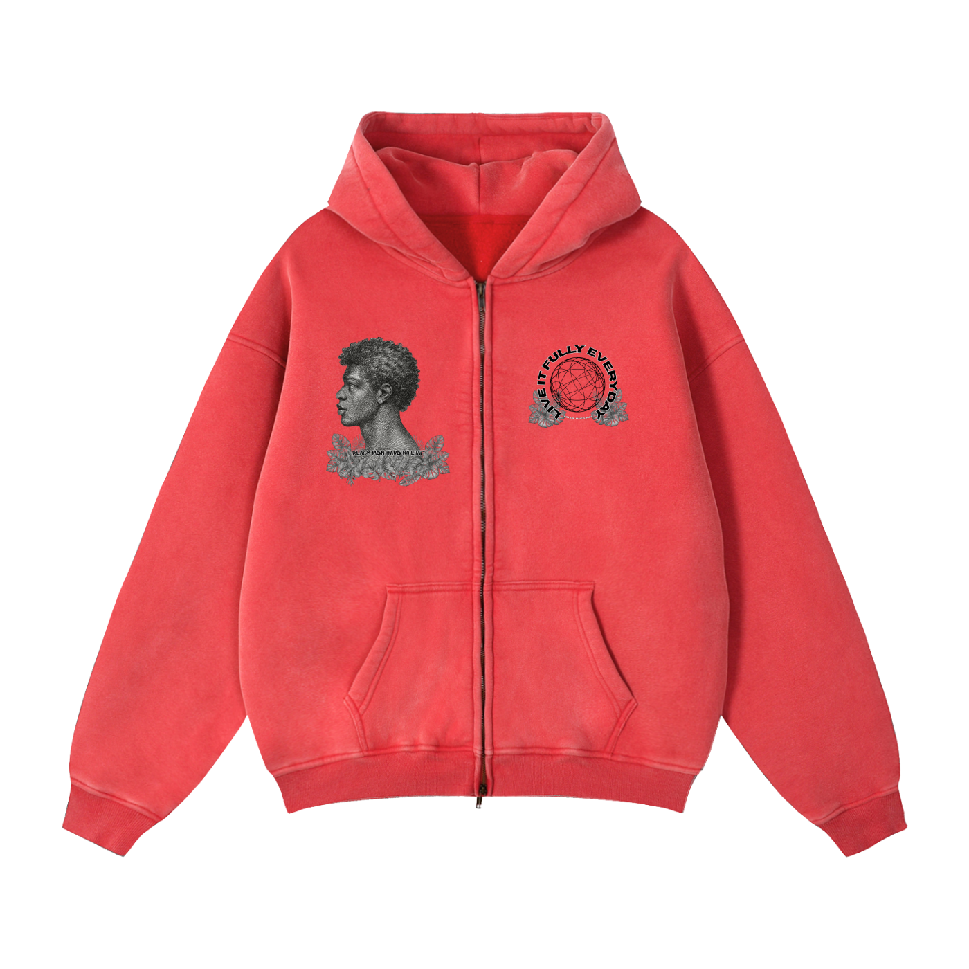 BLACK MEN HAVE NO LIMIT Zip-Through Boxy Fleece Hoodie