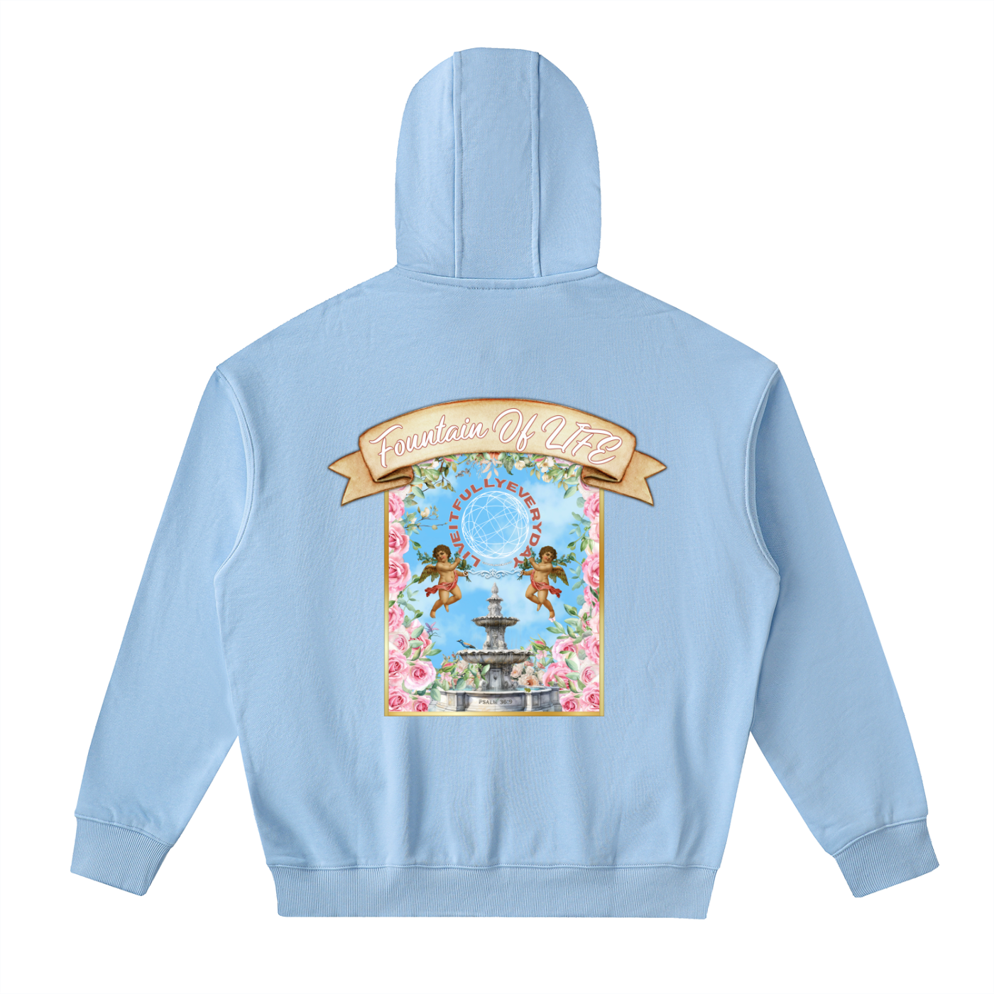'Fountain Of LIFE' Psalm 36:9 Drop-Shoulder Zip Up Hoodie