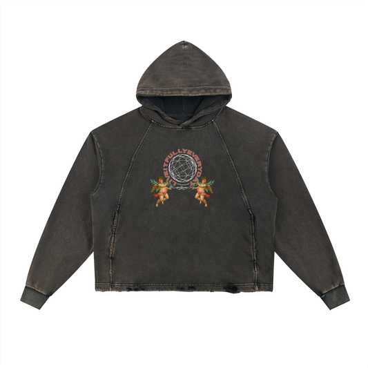 ‘Fountain Of LIFE’ Psalm 36:9 Vintage Washed Frayed-Hem Hoodie
