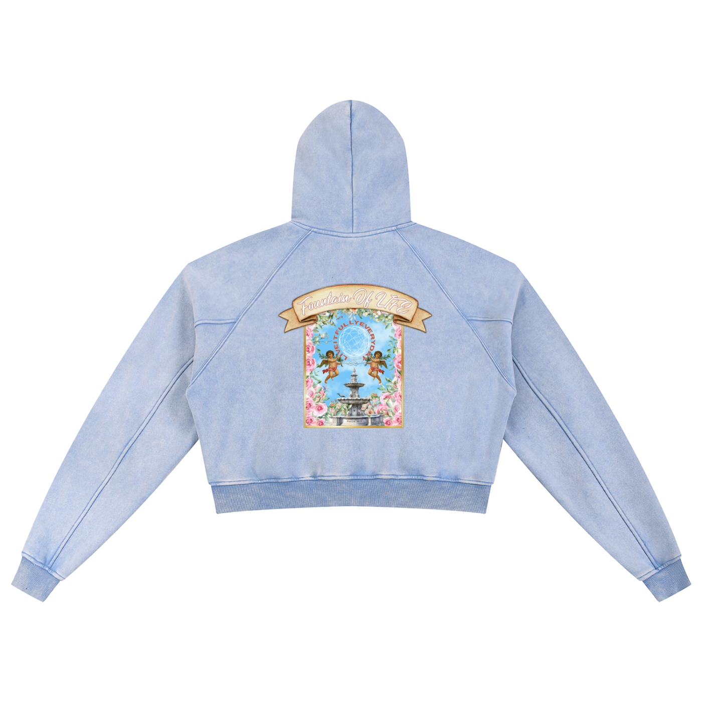 ‘Fountain Of LIFE’ Psalm 36:9 Snow Washed Cropped Hoodie