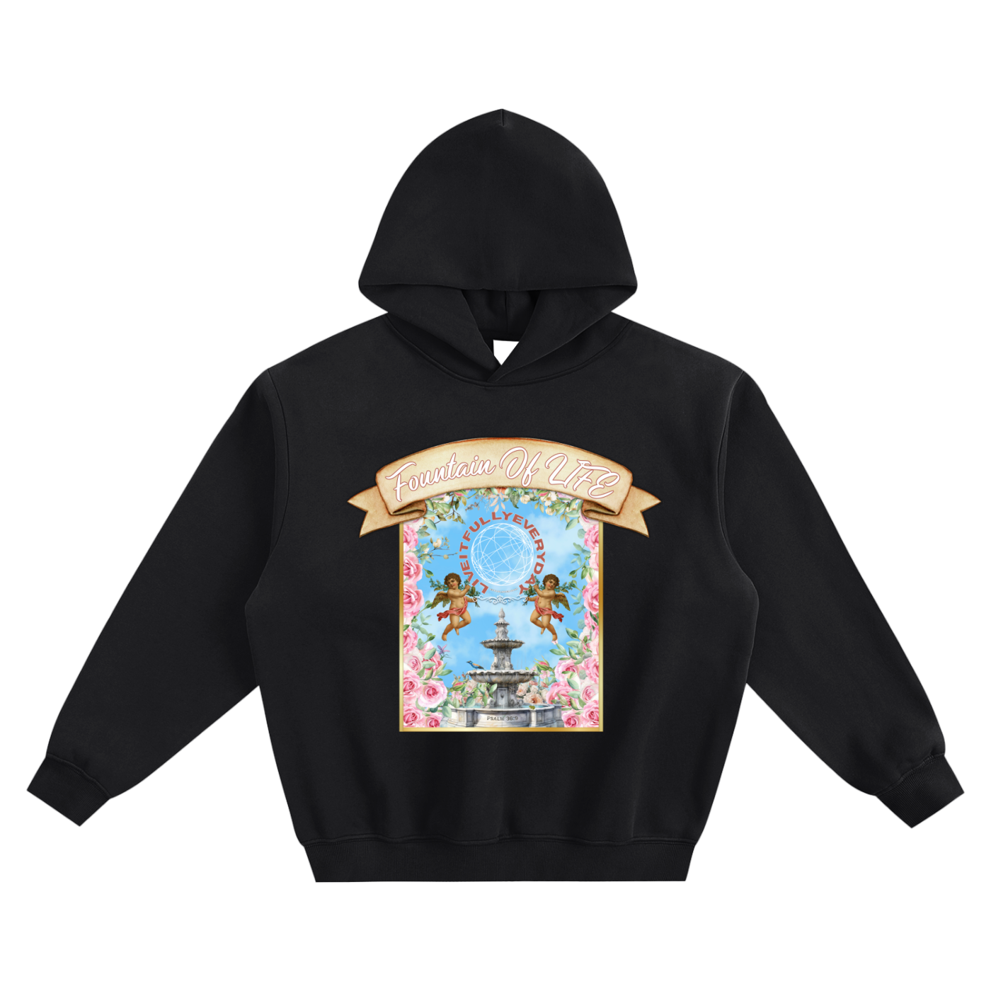 ‘Fountain Of LIFE’ Psalm 36:9 Fleeced Boxy Hoodie