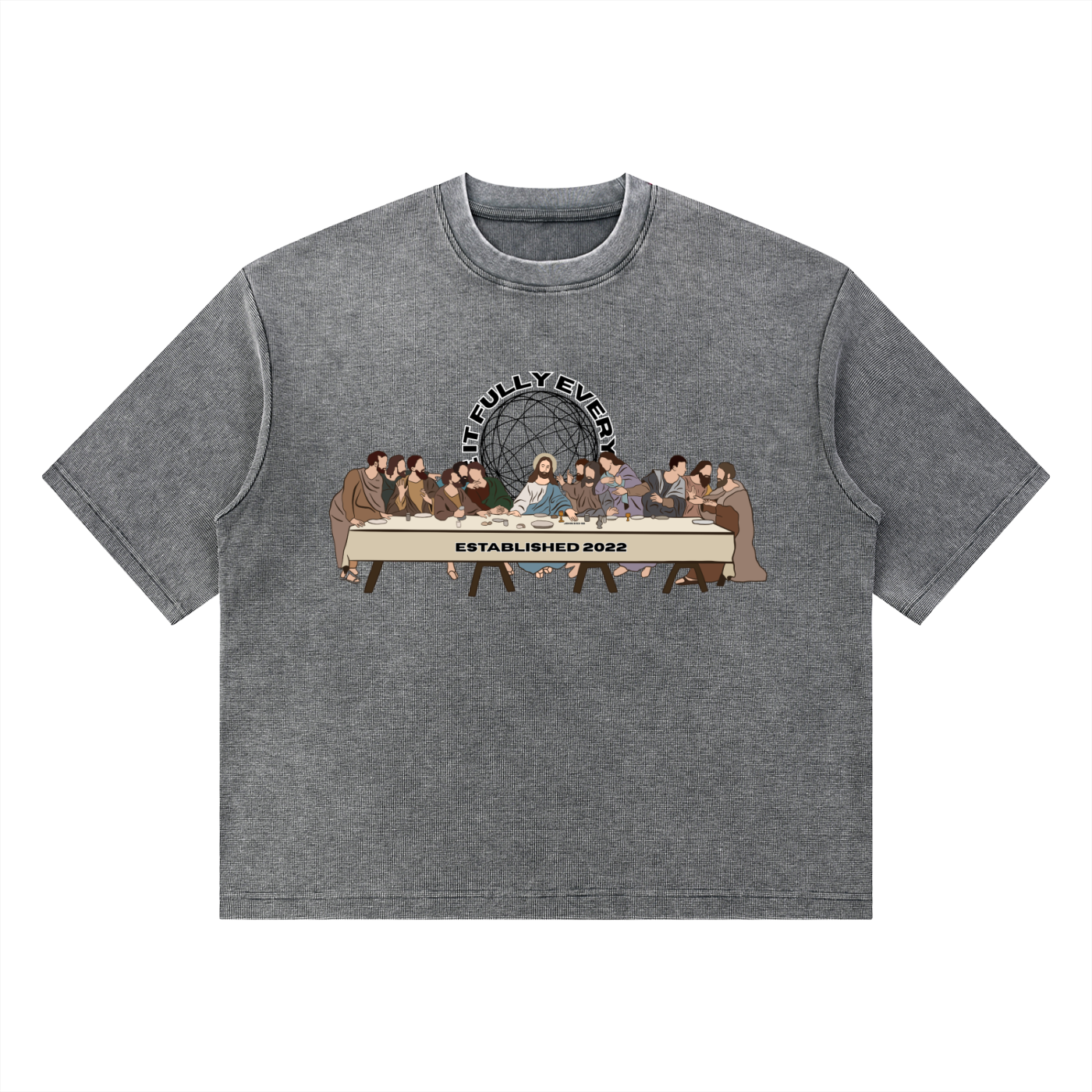 ‘The Last Supper’ Unisex Mineral Wash Waffle Boxy T-Shirt