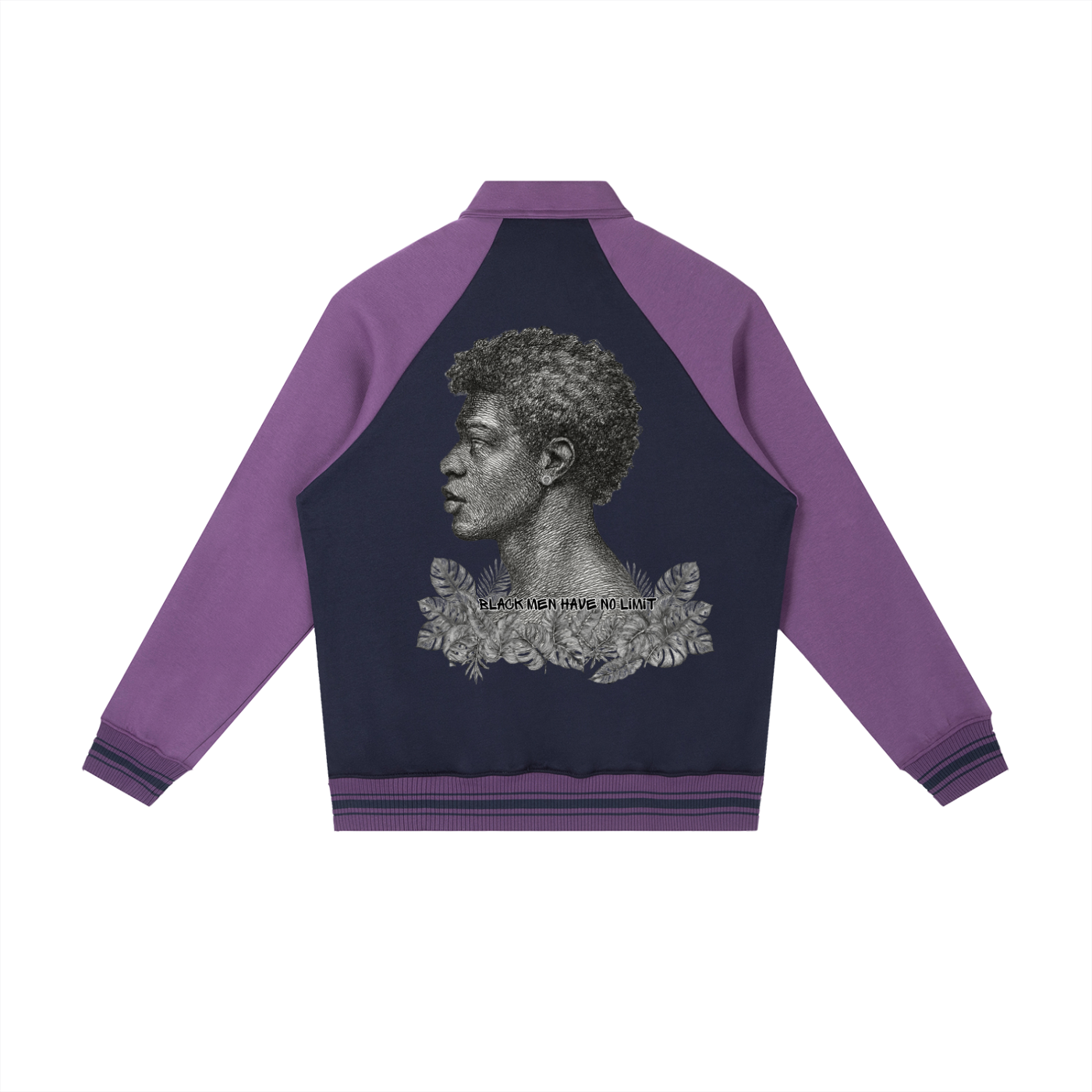 BLACK MEN HAVE NO LIMIT Contrast Raglan Sleeve Baseball Jacket