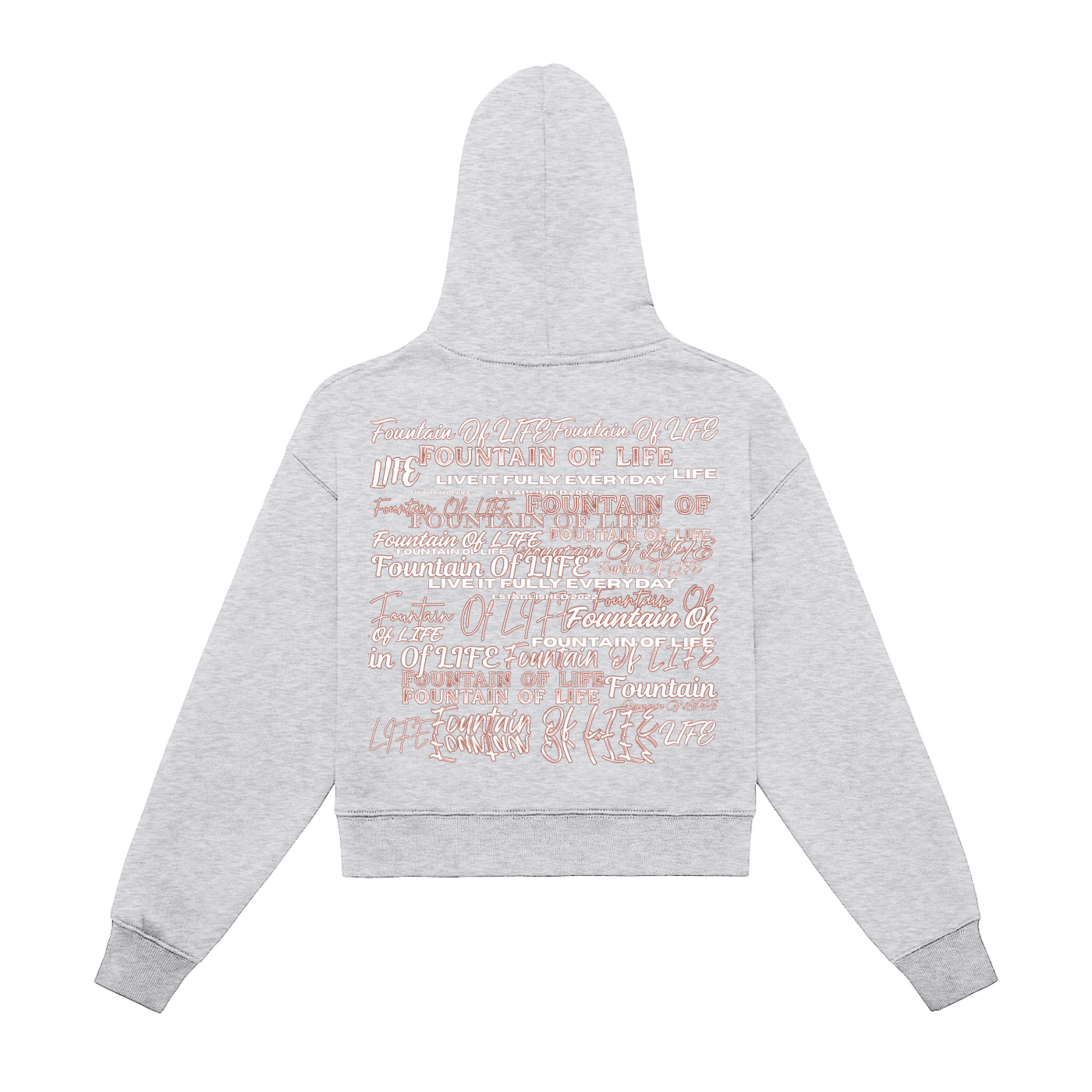 'Fountain Of LIFE' Fleeced Zip-Up Cropped Hoodie
