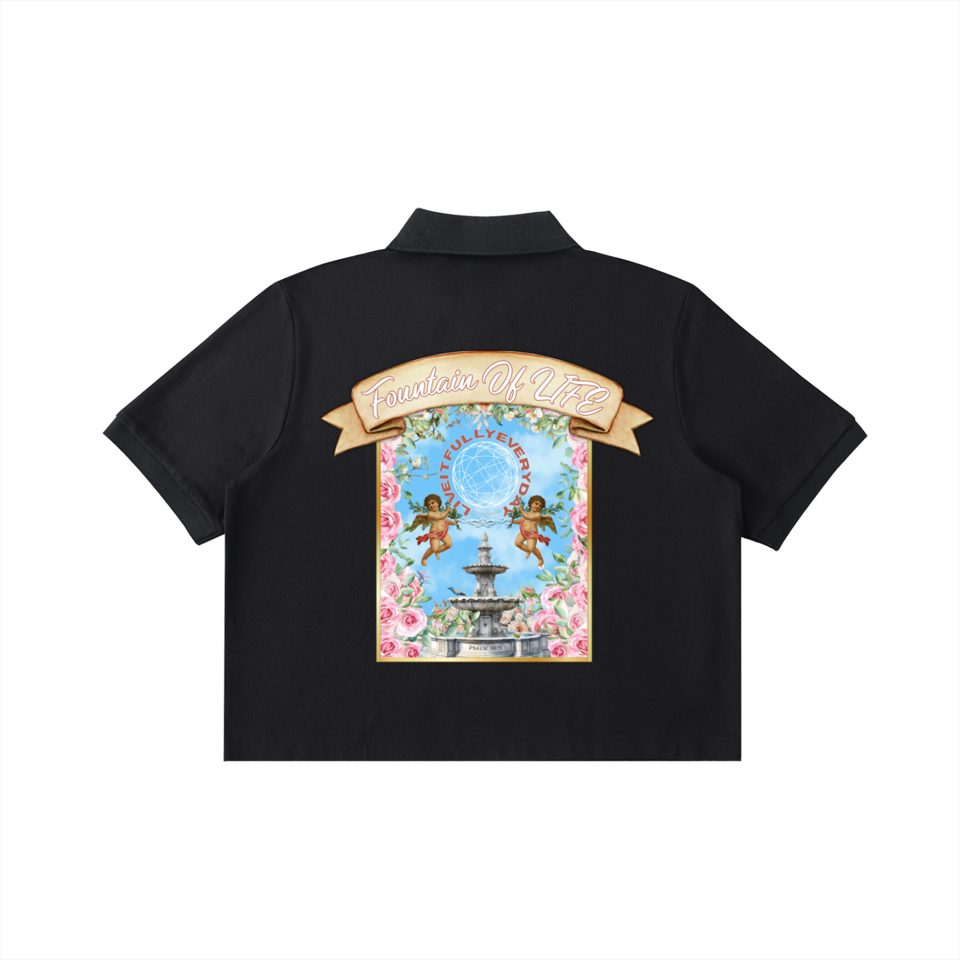 ‘Fountain Of LIFE’ Psalm 36:9 Essential Cropped Polo Shirt