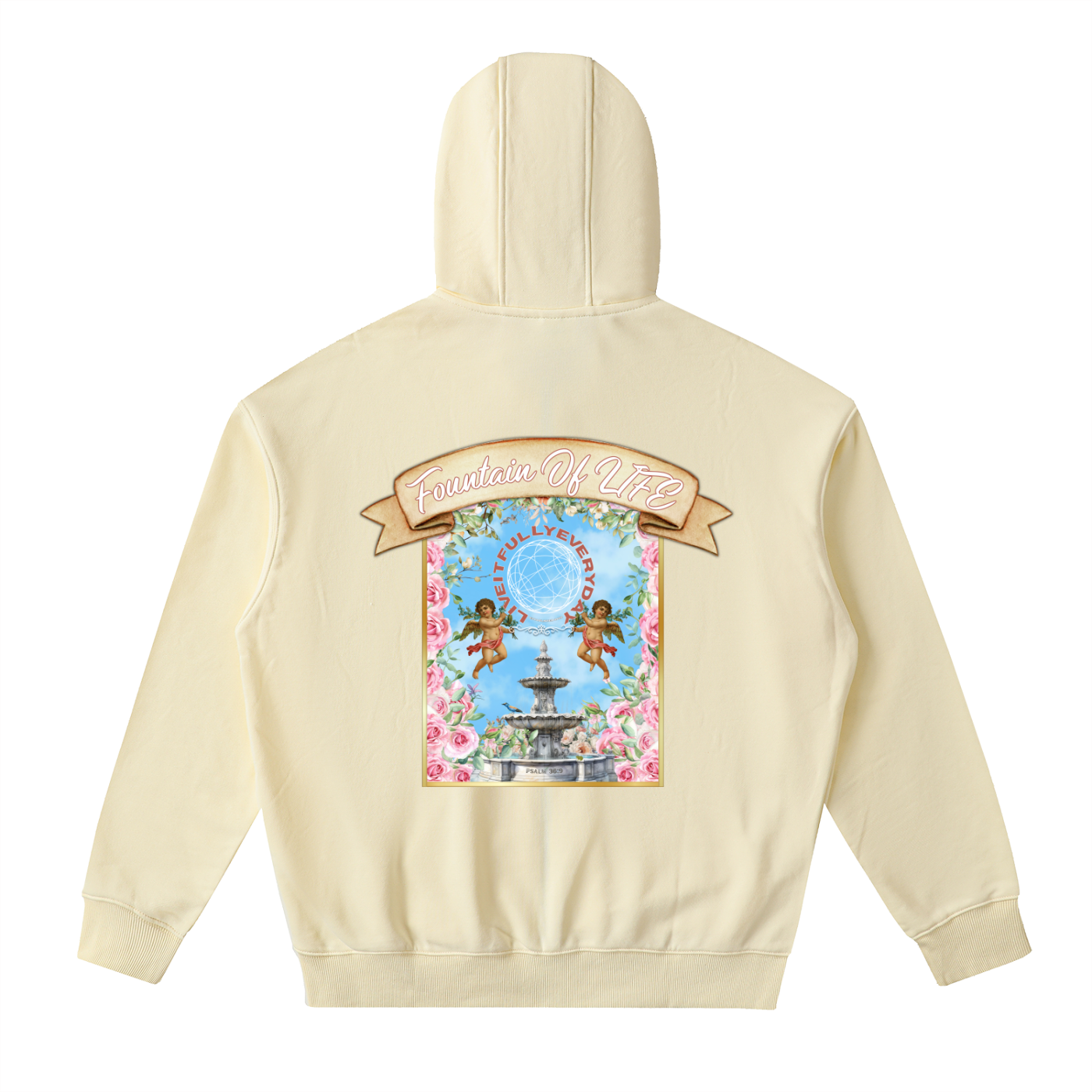 'Fountain Of LIFE' Psalm 36:9 Drop-Shoulder Zip Up Hoodie