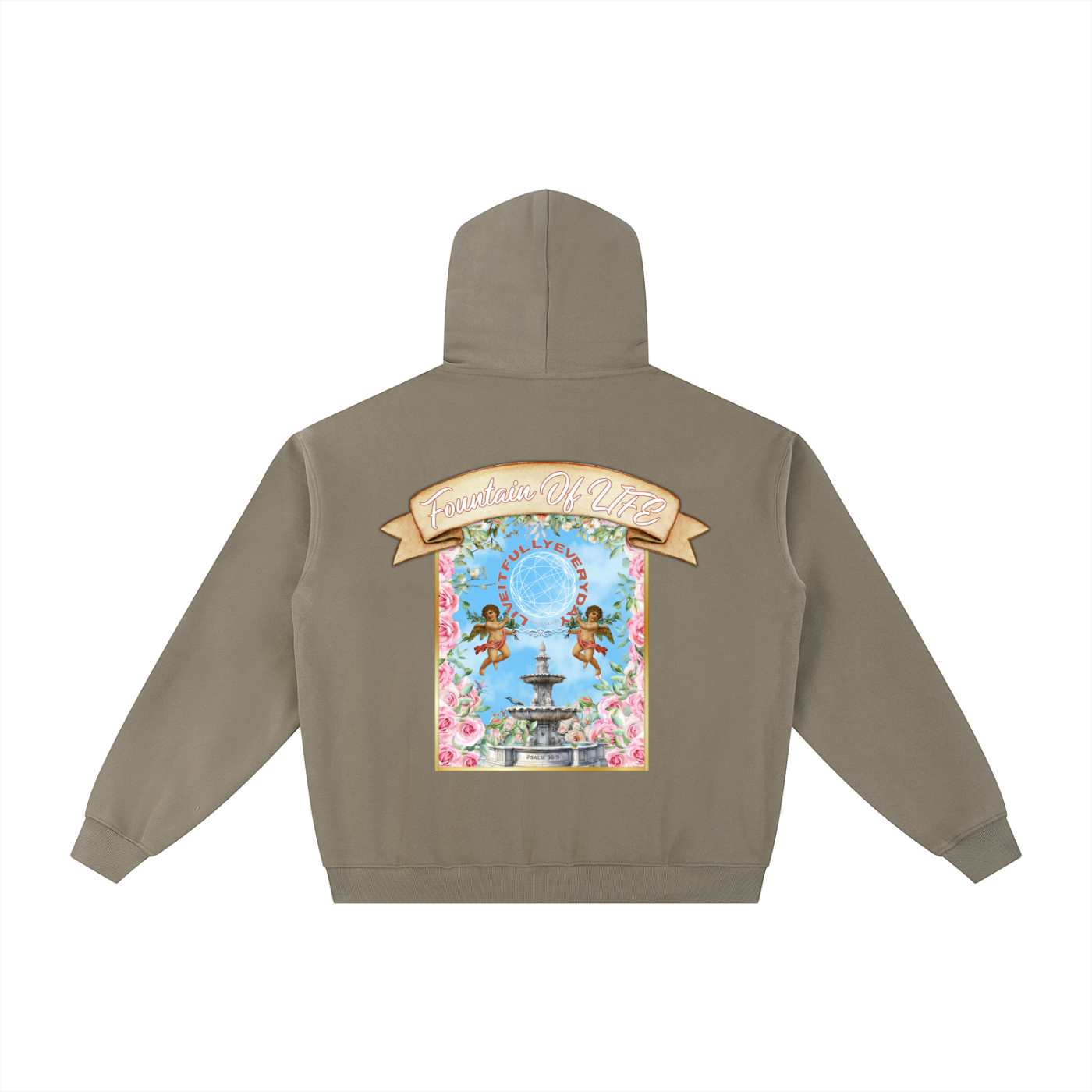 ‘Fountain Of LIFE’ Psalm 36:9 Essential Fleece Zip-Through Hoodie