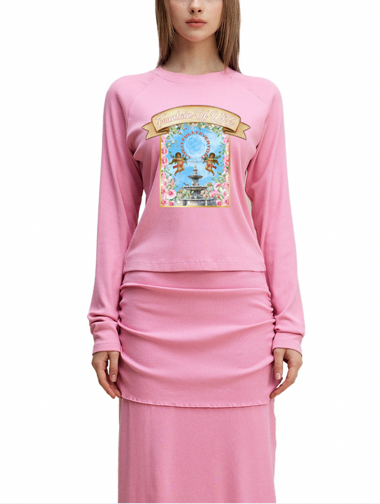 ‘Fountain Of LIFE’ Psalm 36:9 Dyed Washed Raglan Long Sleeve Slim T-Shirt