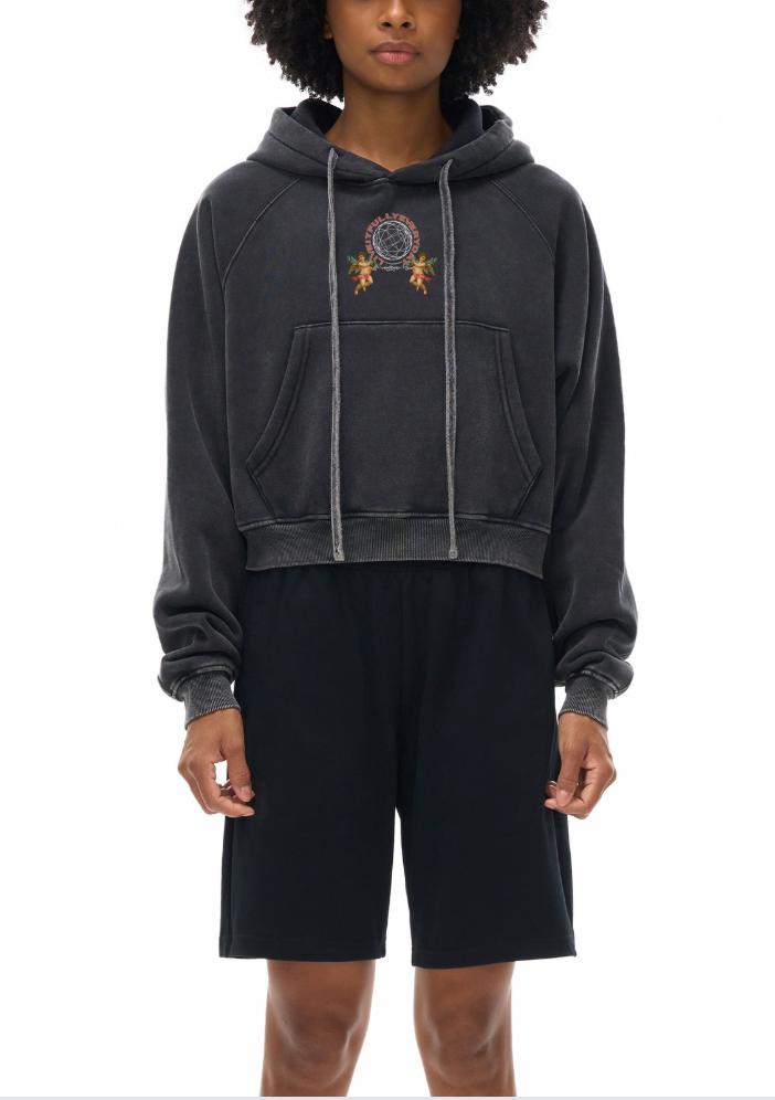 ‘Fountain Of LIFE’ Psalm 36:9 Snow Washed Cropped Hoodie