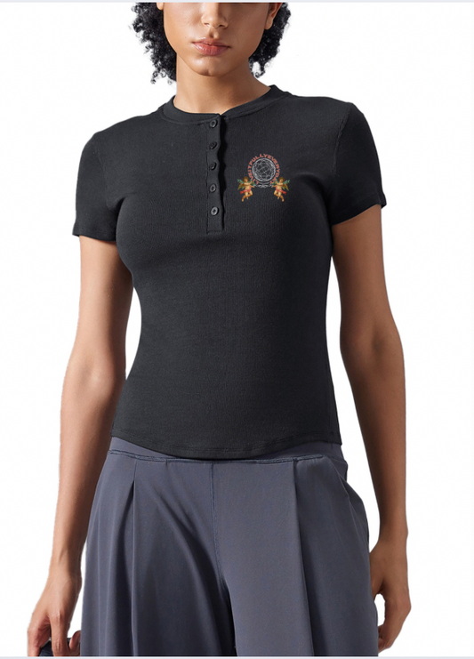 ‘Fountain Of LIFE’ Psalm 36:9 Modal Bodycon Henley Shirt