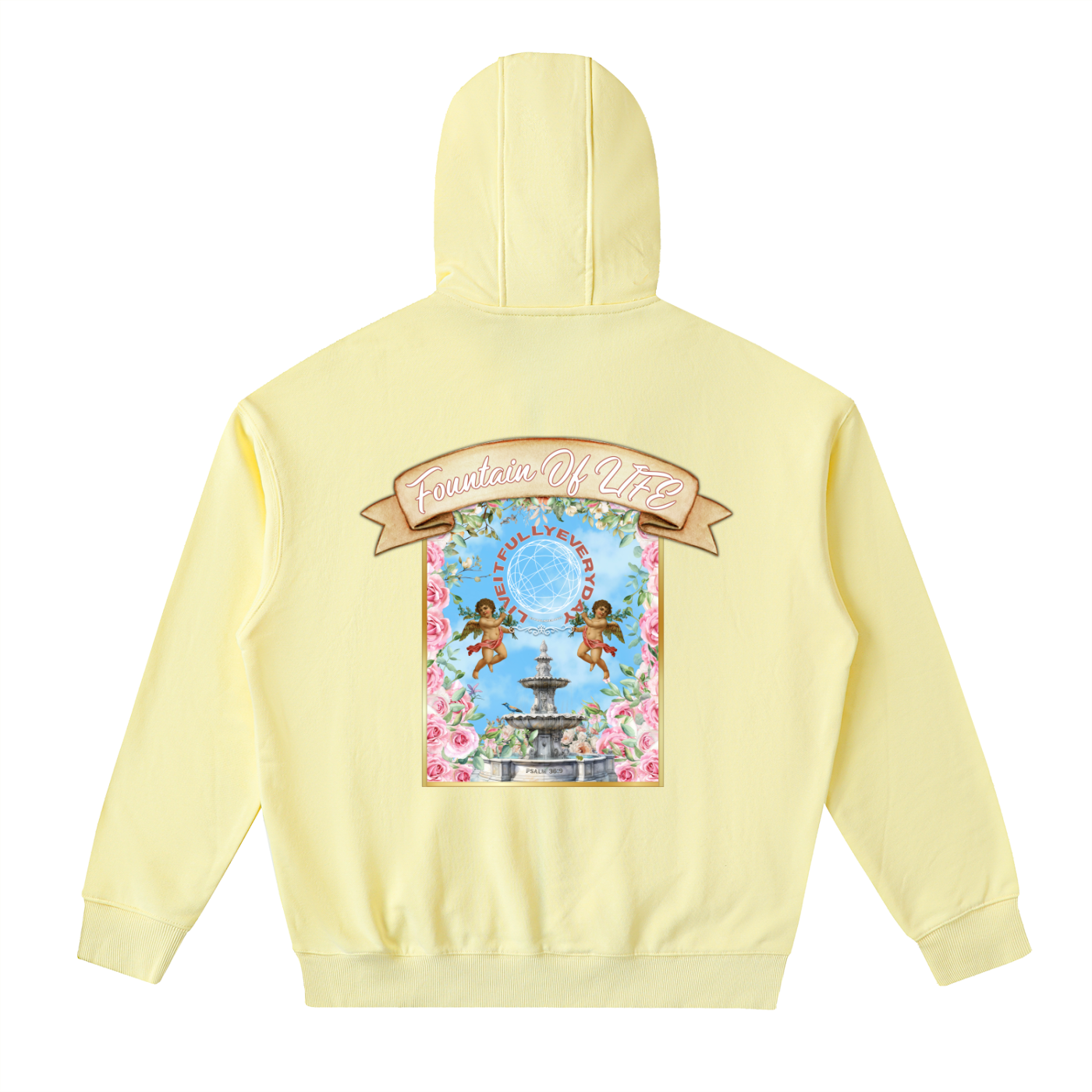 'Fountain Of LIFE' Psalm 36:9 Drop-Shoulder Zip Up Hoodie