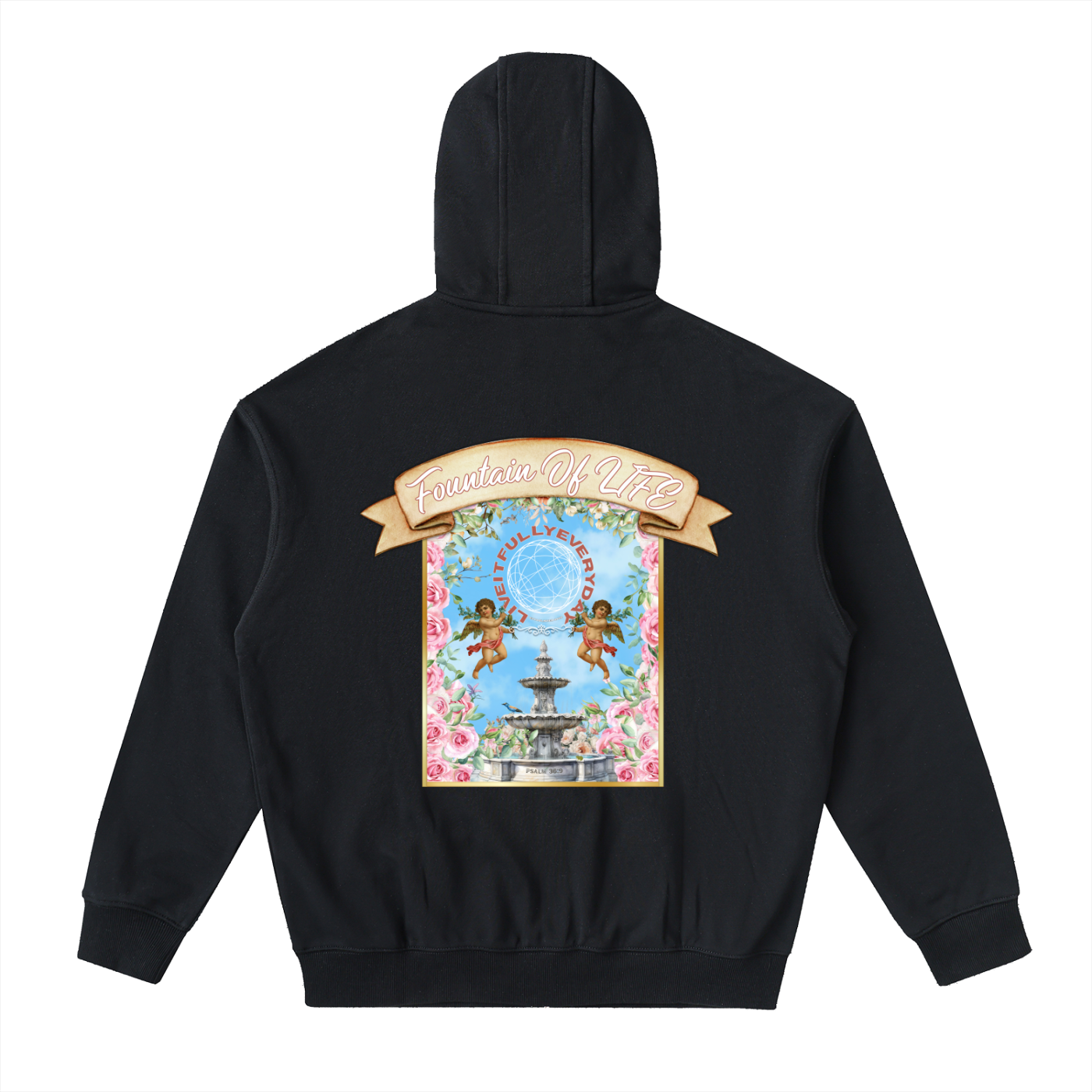 'Fountain Of LIFE' Psalm 36:9 Drop-Shoulder Zip Up Hoodie