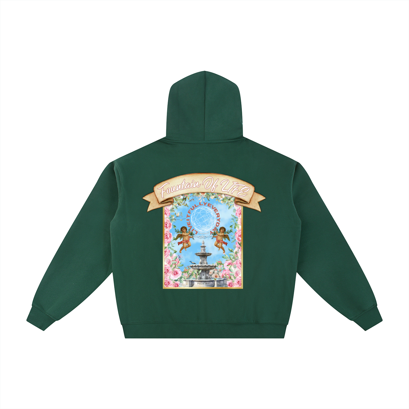 ‘Fountain Of LIFE’ Psalm 36:9 Essential Fleece Zip-Through Hoodie