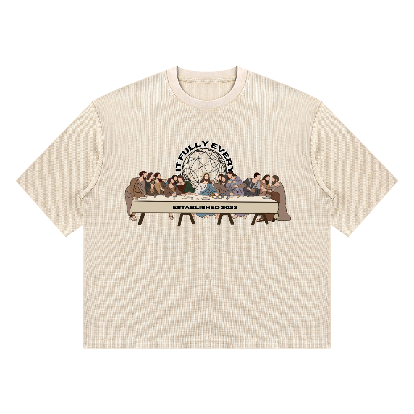 ‘The Last Supper’ Unisex Mineral Wash Waffle Boxy T-Shirt