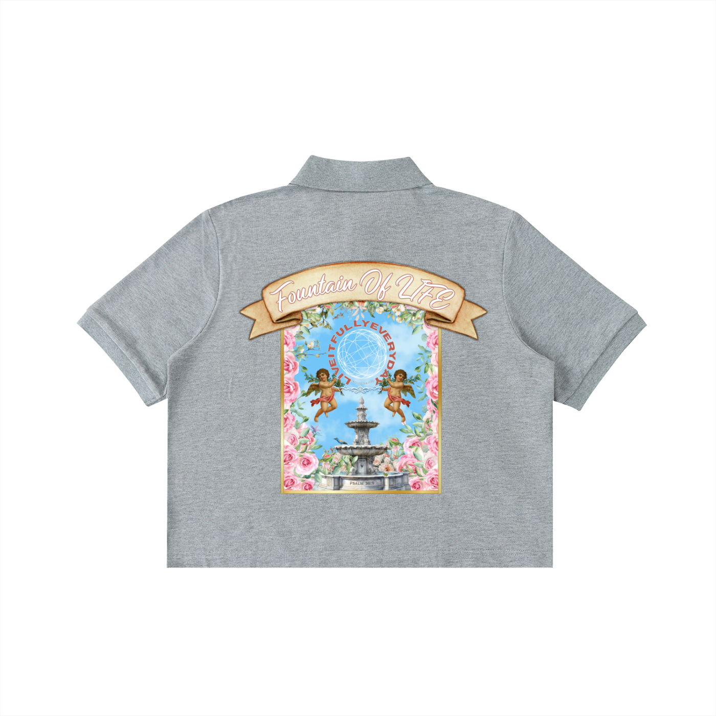 ‘Fountain Of LIFE’ Psalm 36:9 Essential Cropped Polo Shirt