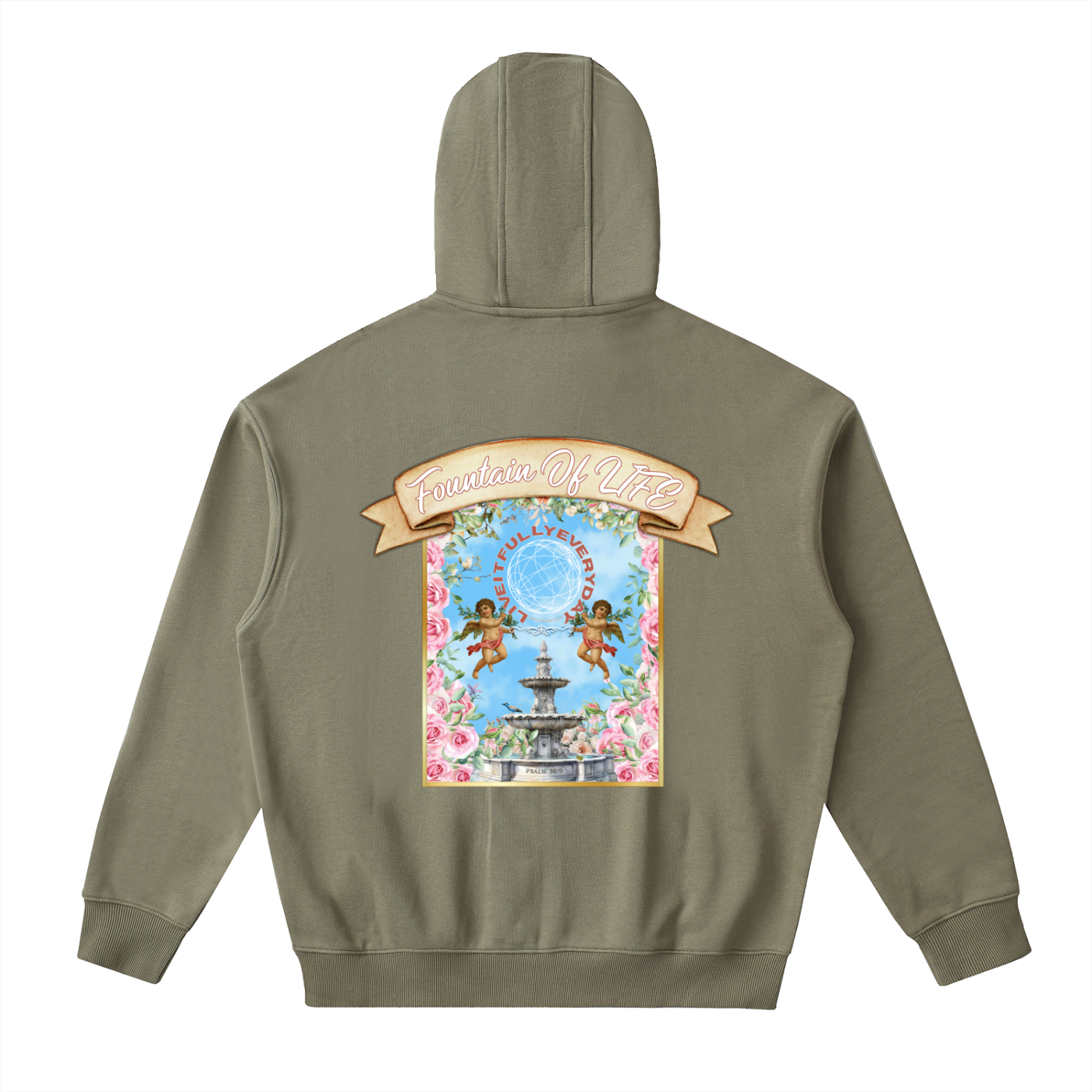 'Fountain Of LIFE' Psalm 36:9 Drop-Shoulder Zip Up Hoodie