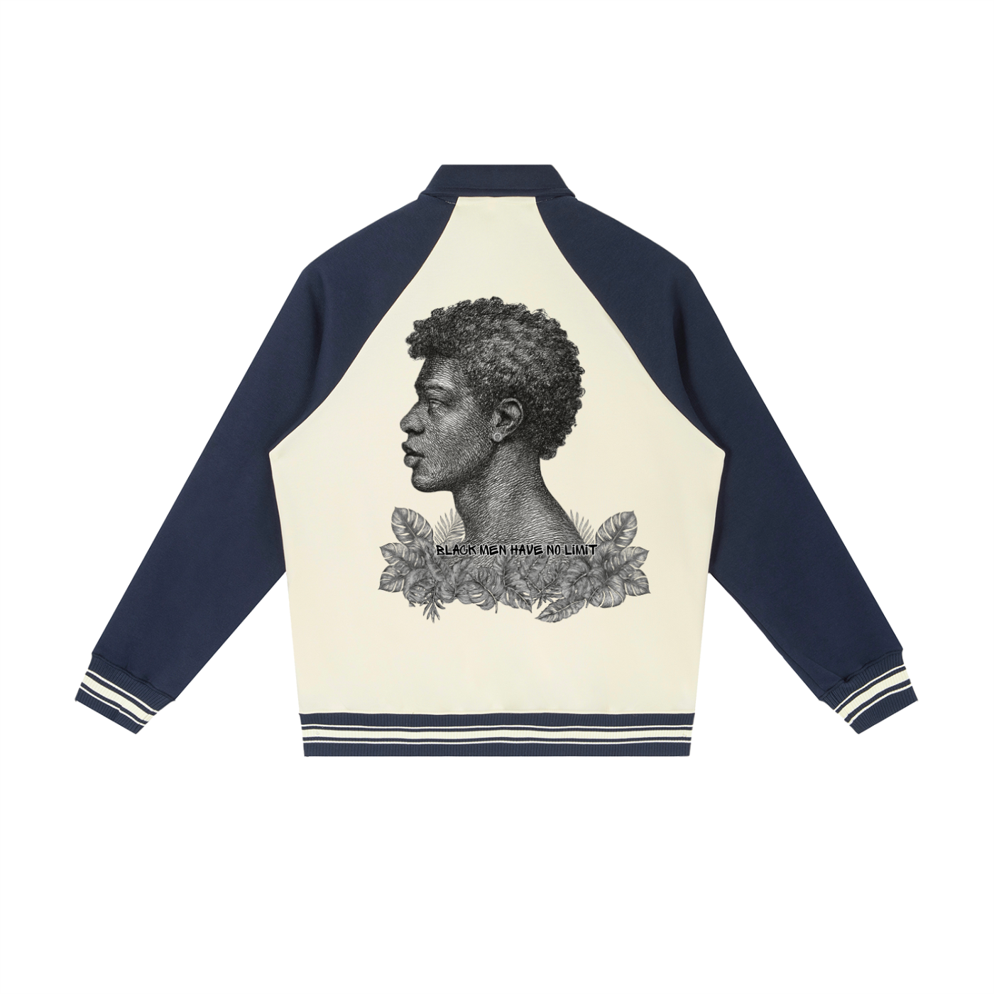 BLACK MEN HAVE NO LIMIT Contrast Raglan Sleeve Baseball Jacket