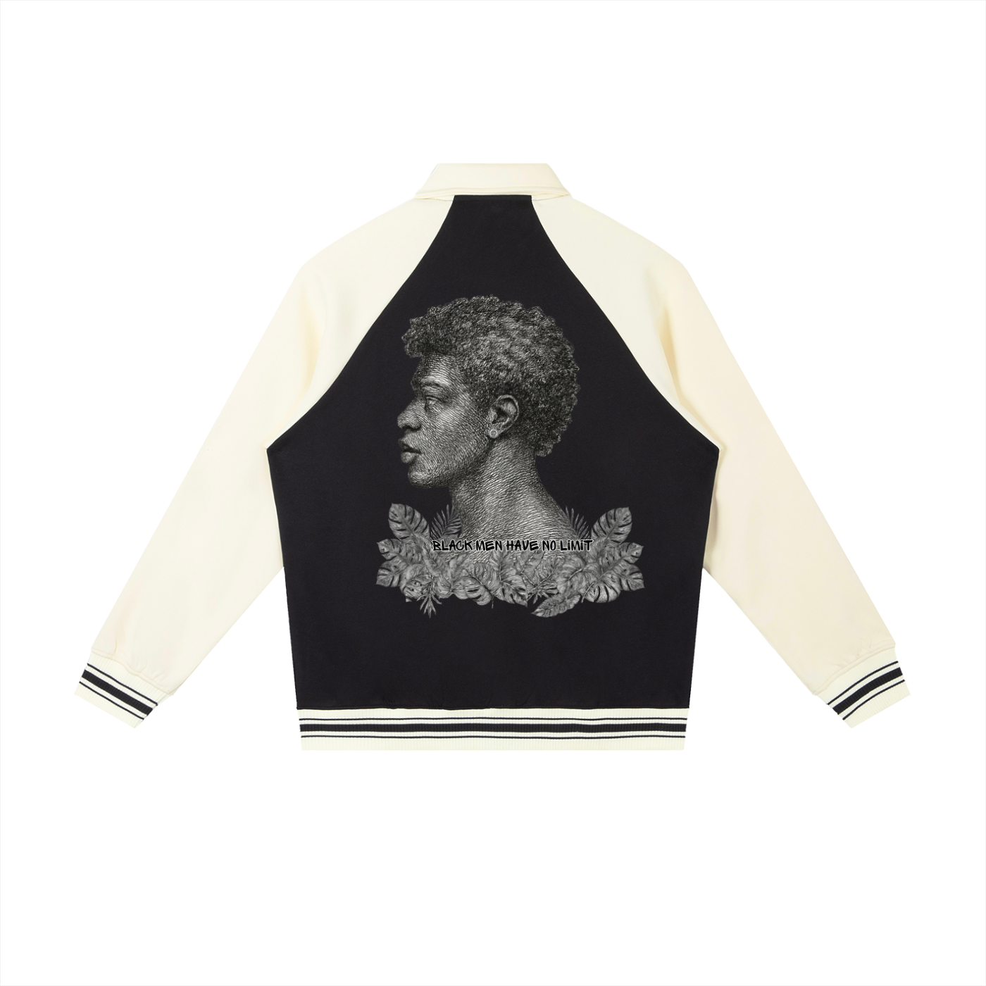 BLACK MEN HAVE NO LIMIT Contrast Raglan Sleeve Baseball Jacket
