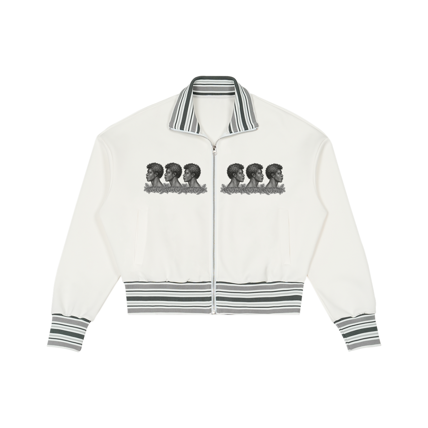 BLACK MEN HAVE NO LIMIT Striped Rib Collar Zip Jacket