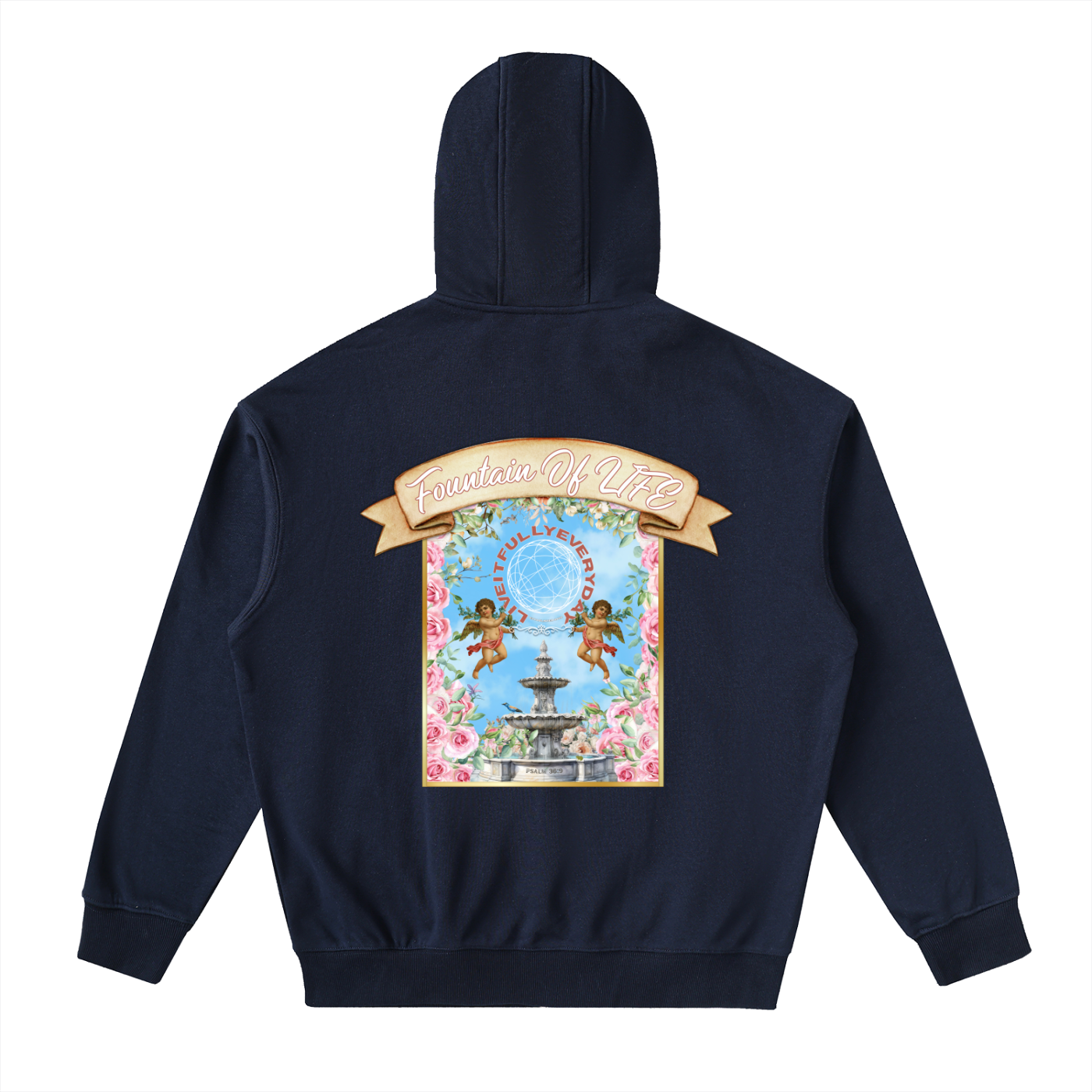 'Fountain Of LIFE' Psalm 36:9 Drop-Shoulder Zip Up Hoodie